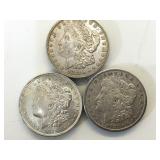 1921-S & 2- 1921 Morgan Silver Dollars, 3 x $