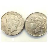 1922-S & 1922-D Silver Peace Dollars, 2 x $
