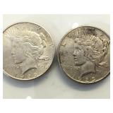 1922-S & 1923-S  Silver Peace Dollars, 2 x $