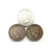 1923-S & 2- 1922 Silver Peace Dollars, 3 x $