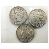 .1922, 1926-D & 1922-D Silver Peace Dollars, 3 x
