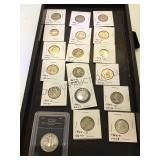 Tray of silver quarters & 1943 Walking Liberty