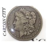 1891-CC MORGAN SILVER DOLLAR