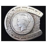 Diablo sterling overlay buckle w/ 1934 Peace