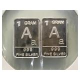 2 g  of .999 fine silver ingots