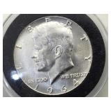 1964 Silver Kennedy Half, encased