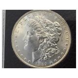 1889 Morgan silver dollar, encased