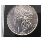 1881-S Morgan Silver Dollar, encased