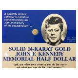 Solid 14k gold mini Kennedy Half , 3.36 grains