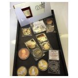 Tray of medallions & medals & more