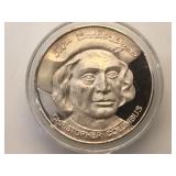 1992 .999 Silver (1troy oz), Columbus Medallion,
