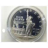 1986 Liberty Silver Dollar, w/ coa & case
