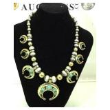 Brass & faux turquoise Southwest style necklace