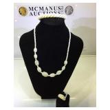 Bone w/ 14k gold accents necklace, bracelet &