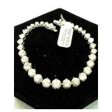 Sterling bracelet w/ clear gemstones