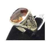 Sterling ring w/ orange gemstone, size 5