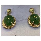 14k gold earrings w/ emeralds
