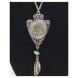 Native American style arrowhead nickel necklace