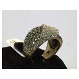 Sterling  Marcasite ring w/ clear gems, size 7.5