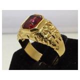 Ring w/ red gems, size 10.5