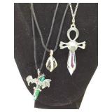 3 crystal & dragon necklaces