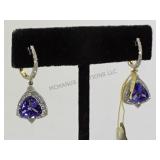 14k white gold/ tanzanite & diamond dangle