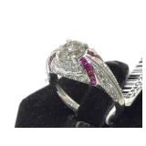 Platinum diamond & ruby ring,size 6, w/ appraisal