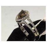 14k white gold  cast & assembled diamond ring,