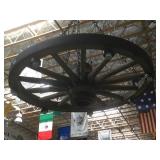 New Faux wooden wagon wheel chandelier ,approx 42