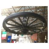 New faux wooden wagon wheel chandelier,approx. 42