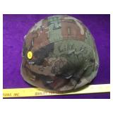 Army helmet, marked U- SCH 71.camo  cover hand