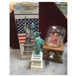 Lady Liberty statue w/ box, 15 in. H, with a