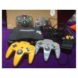 Nintendo 64 with 4 Controllers, cables
