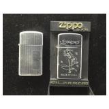 2 Zippo lighters, 1 in case, made USA