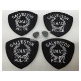 4 SWAT patches from Galveston police & 2 pins.