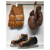 Vintage Wizard ice skates, vintage Rawling boxing