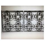 2 rod iron wall hangings, heavy, approx 20 x 20.
