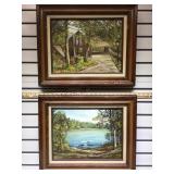 2 framed oil on canvas signed by artist Suzanne