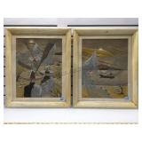 S. Bunnell double signed 2 piece mixed media, sz