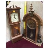 Pair of clocks incl. antique Ansonia with key and