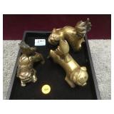 3 vintage brass Foo Dogs,Local pickup only