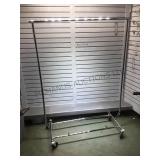 Clothing rack on wheels. Disassembles for easy