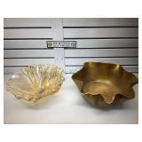 2 Decorative Bowls one with a orange tone and the