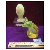 Fenton glass  Fox and Burmese Egg, artist signed,