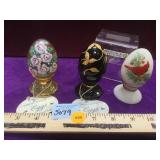 3 Fenton glass eggs, artist signed, LE, , local