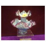 Fenton glass mini epergne, 2 pc, 4.75 in H.,