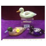 3 Fenton glass Ducks, Artist signed, Local pickup