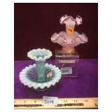 2 Fenton glass mini Epergnes, 4.75 in. H., local