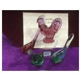 4 Fenton birds, rooster, sparrow, 2 Swallows,