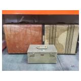 2 vintage suitcases & vintage transworld case.